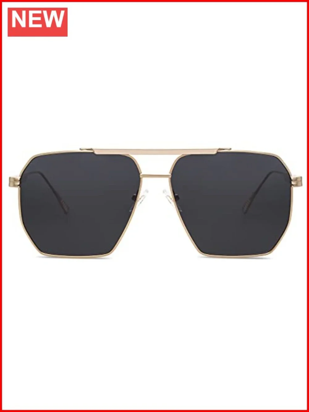 Retro Oversized Square Polarized Sunglasses Metal Frame Classic Shades